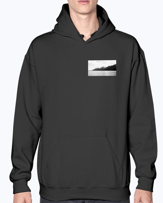 Grand Teton's Distant Mountains, Reflective Lake, Moss Apparel, Unisex Hoodie
