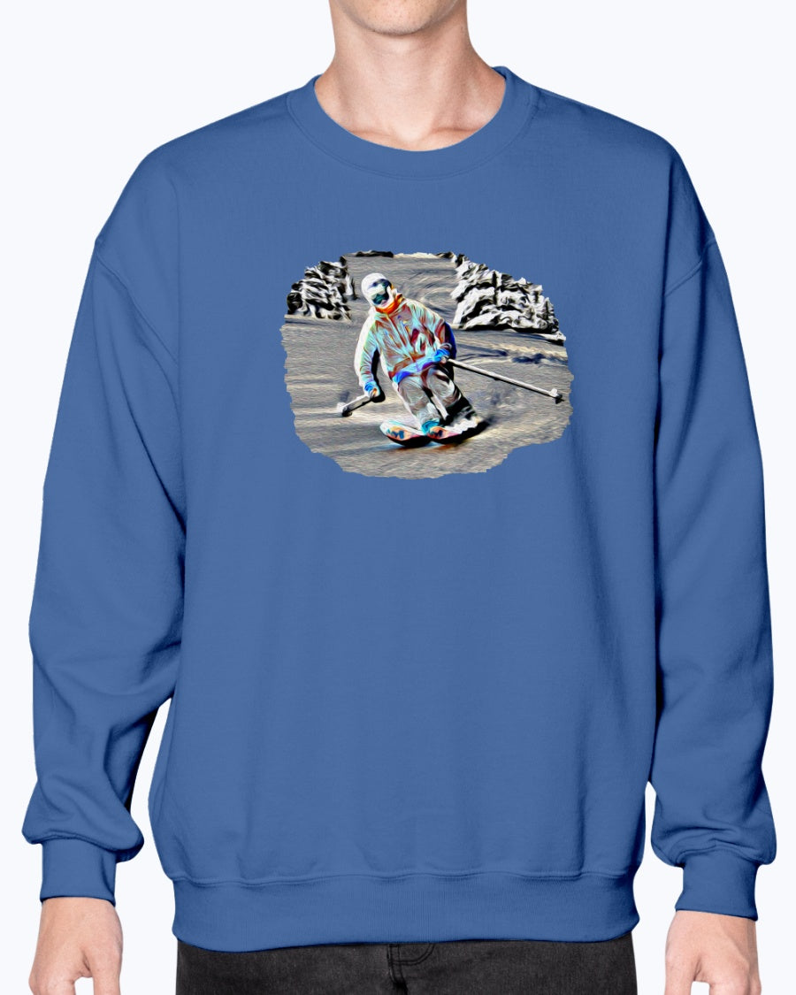 Forest Skier, Cozy Unisex Ski Apparel, Moss Apparel, Unisex Crewneck Sweatshirt