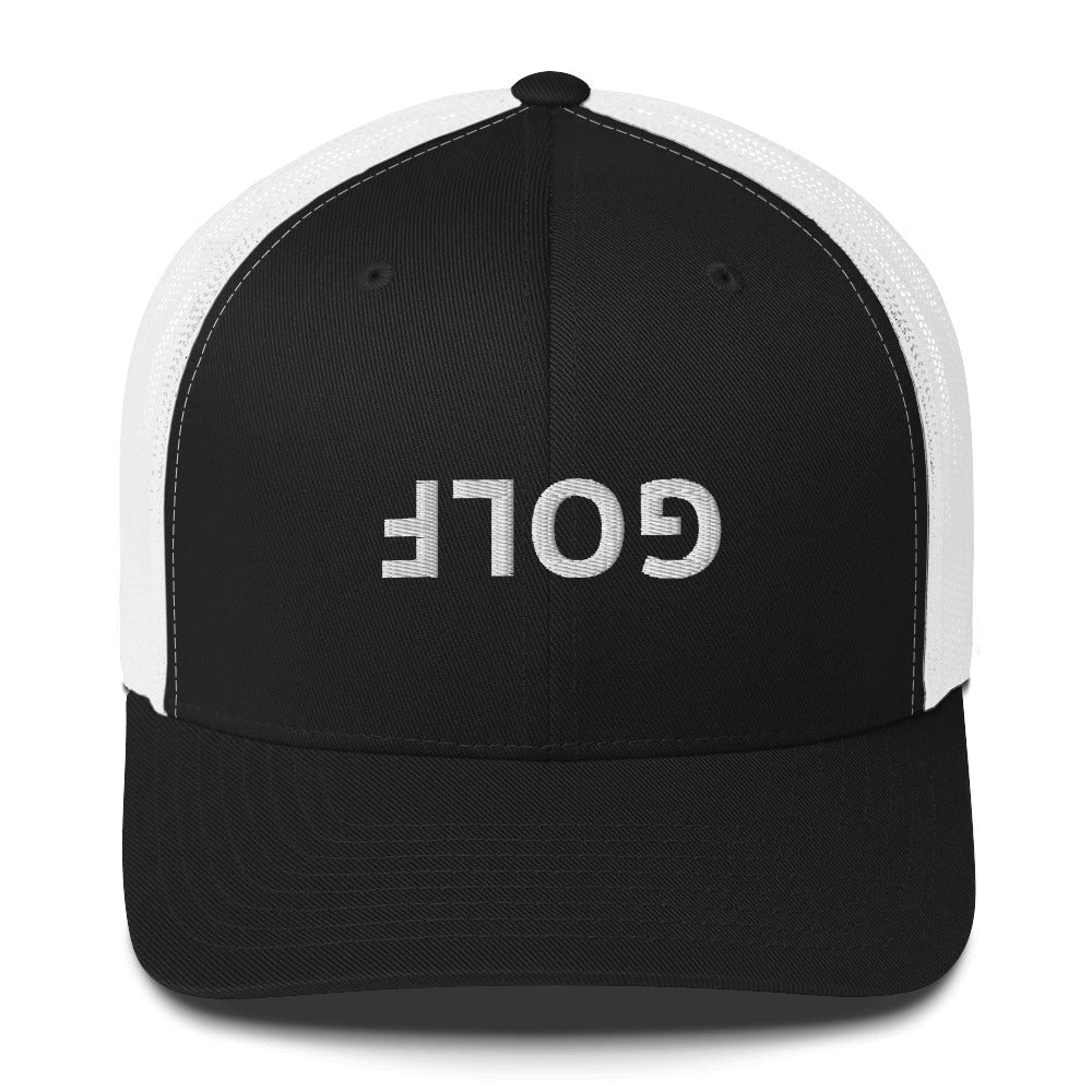 Upside Down Golf Trucker Cap - White Logo