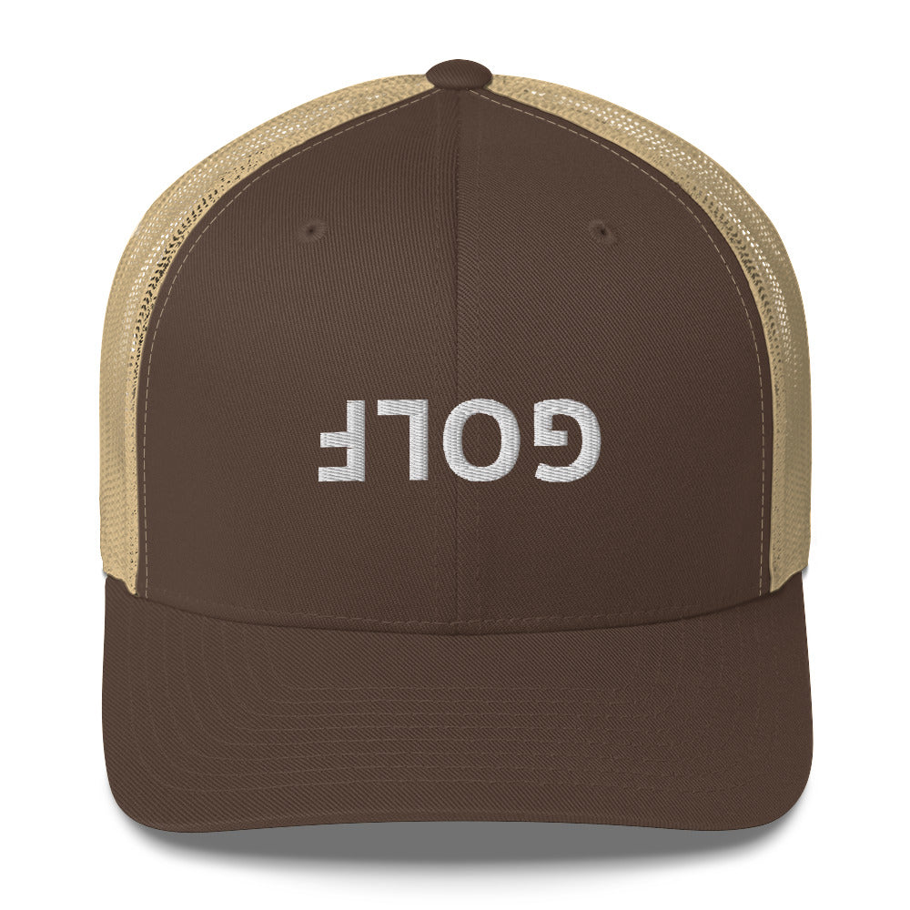 Upside Down Golf Trucker Cap - White Logo