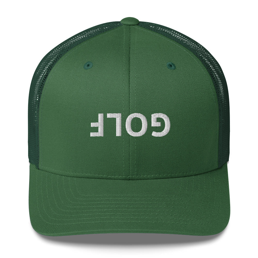 Upside Down Golf Trucker Cap - White Logo