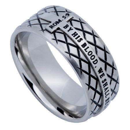 Silver Diamond Back Cross Ring