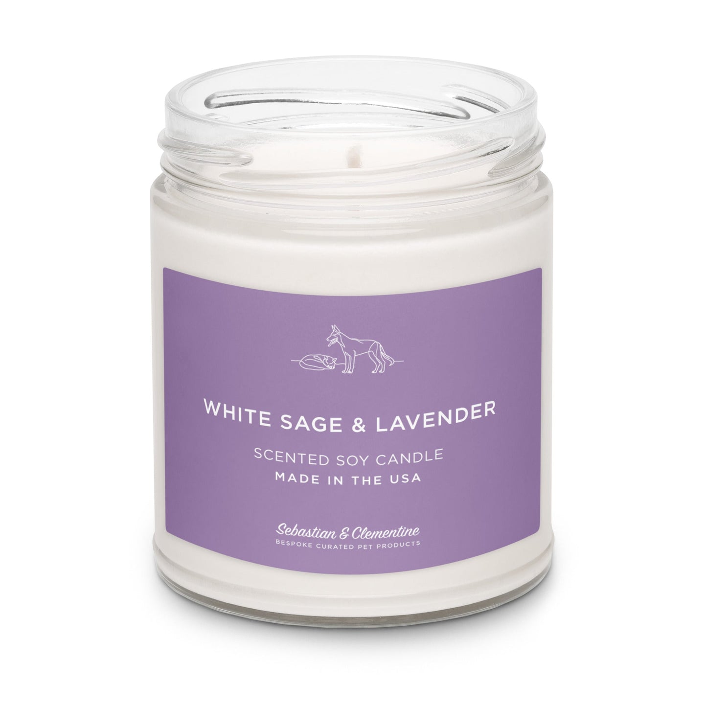 Sebastian & Clementine Scented Soy Candle - White Sage & Lavender
