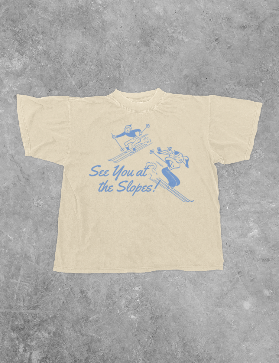 Underground Original Design: See You at the Slopes, Winter Season  Boxy Cotton T-Shirt