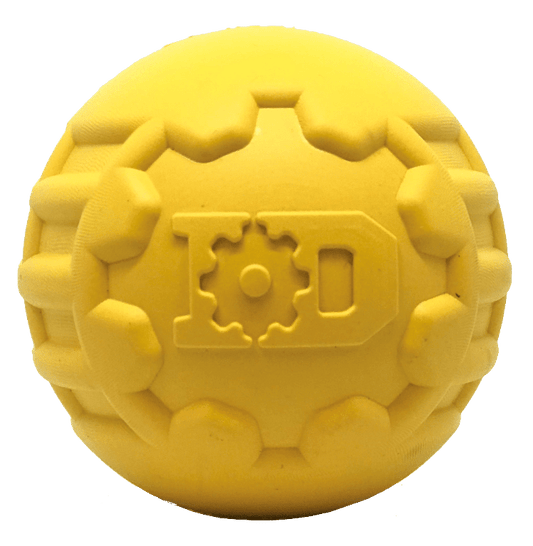 Industrial Dog Ball Rubber Chew Toy for Heavy Chewers | Yellow | USA Made | SodaPup