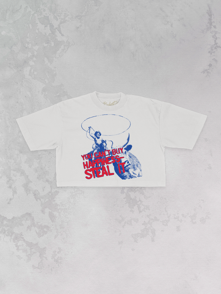 Underground Original Design: Can't Buy Happiness, Western Cropped TShirt