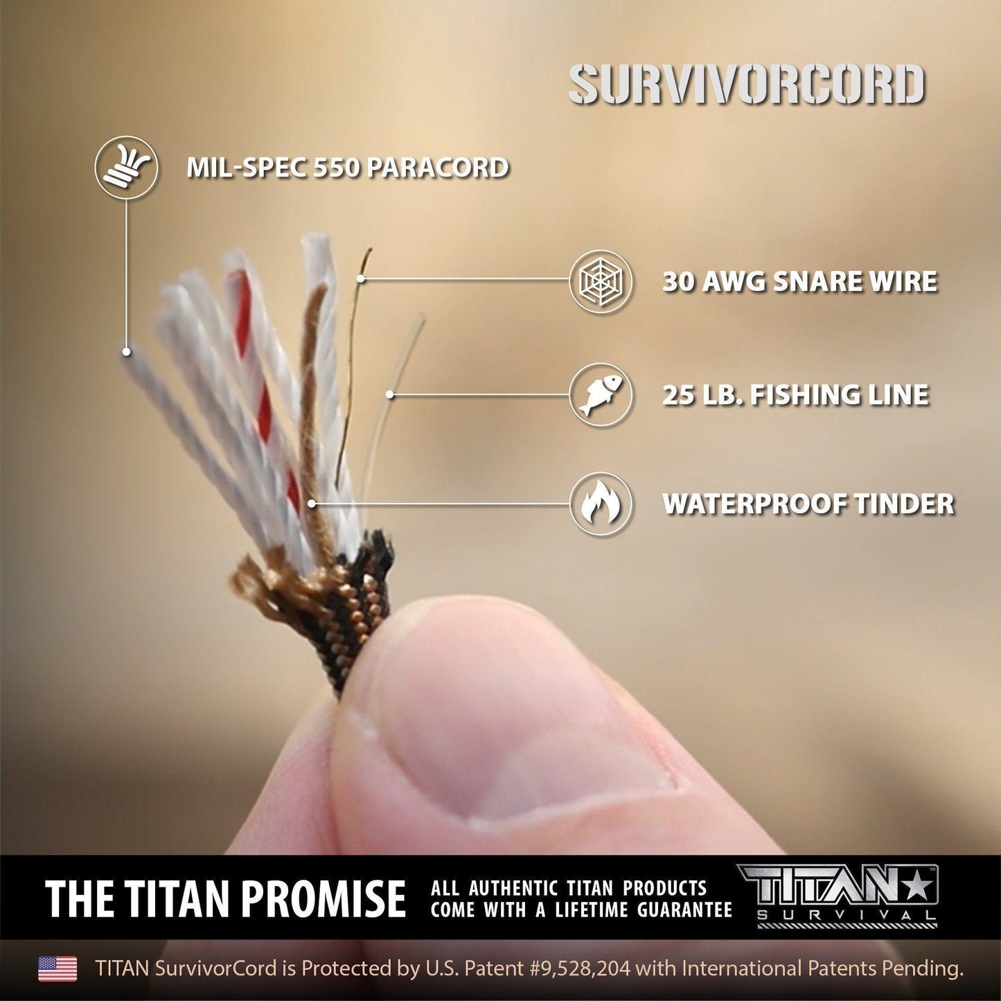 SurvivorCord Spool | BLACK TITAN Survival