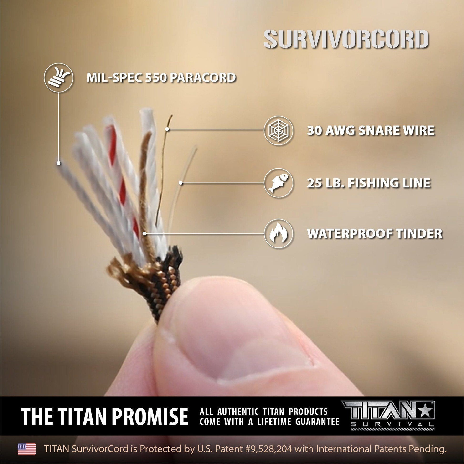 SurvivorCord Spool | BLACK TITAN Survival
