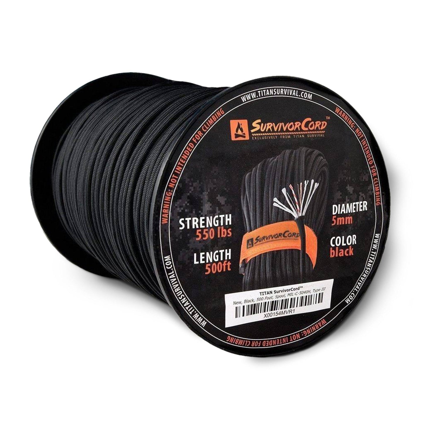 SurvivorCord Spool | BLACK TITAN Survival