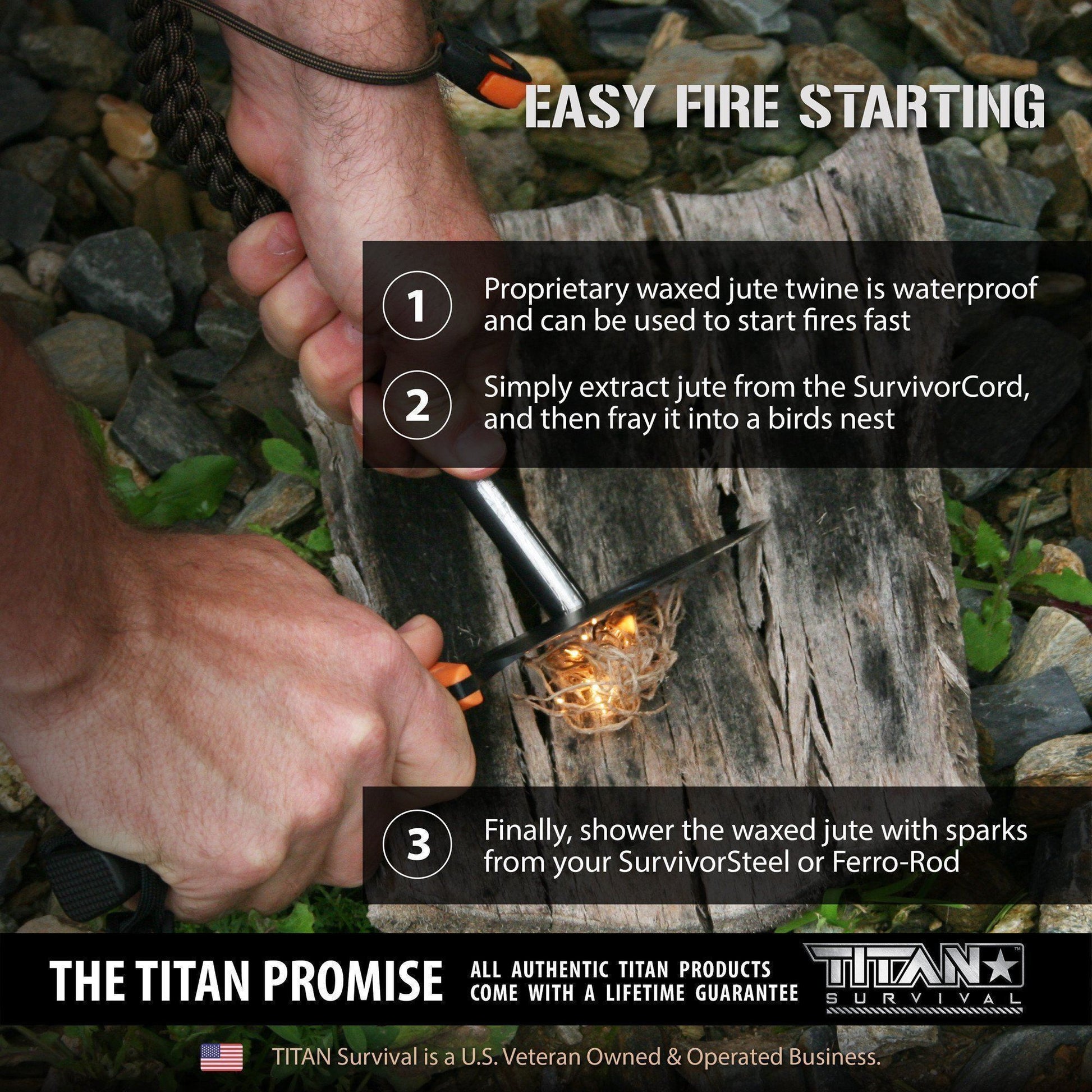 SurvivorCord Spool | REFLECTIVE-ORANGE TITAN Survival
