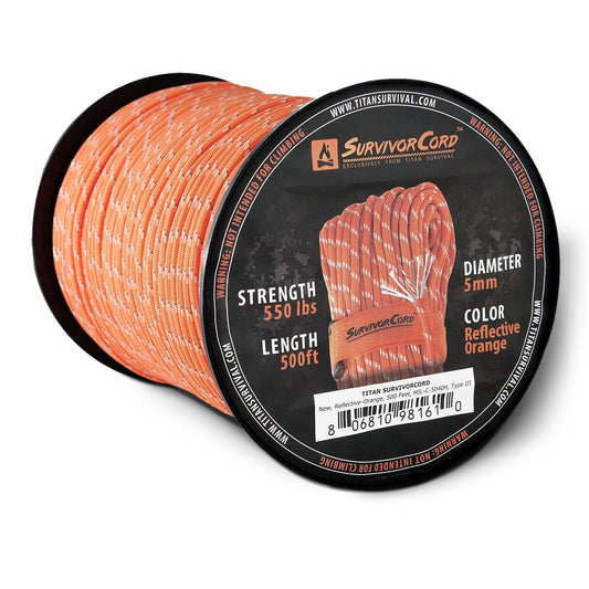 SurvivorCord Spool | REFLECTIVE-ORANGE TITAN Survival