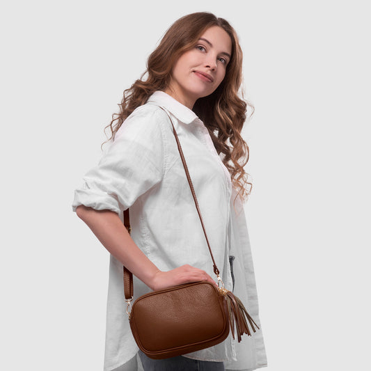 Italian Genuine Calf Leather Crossbody Bag 231302