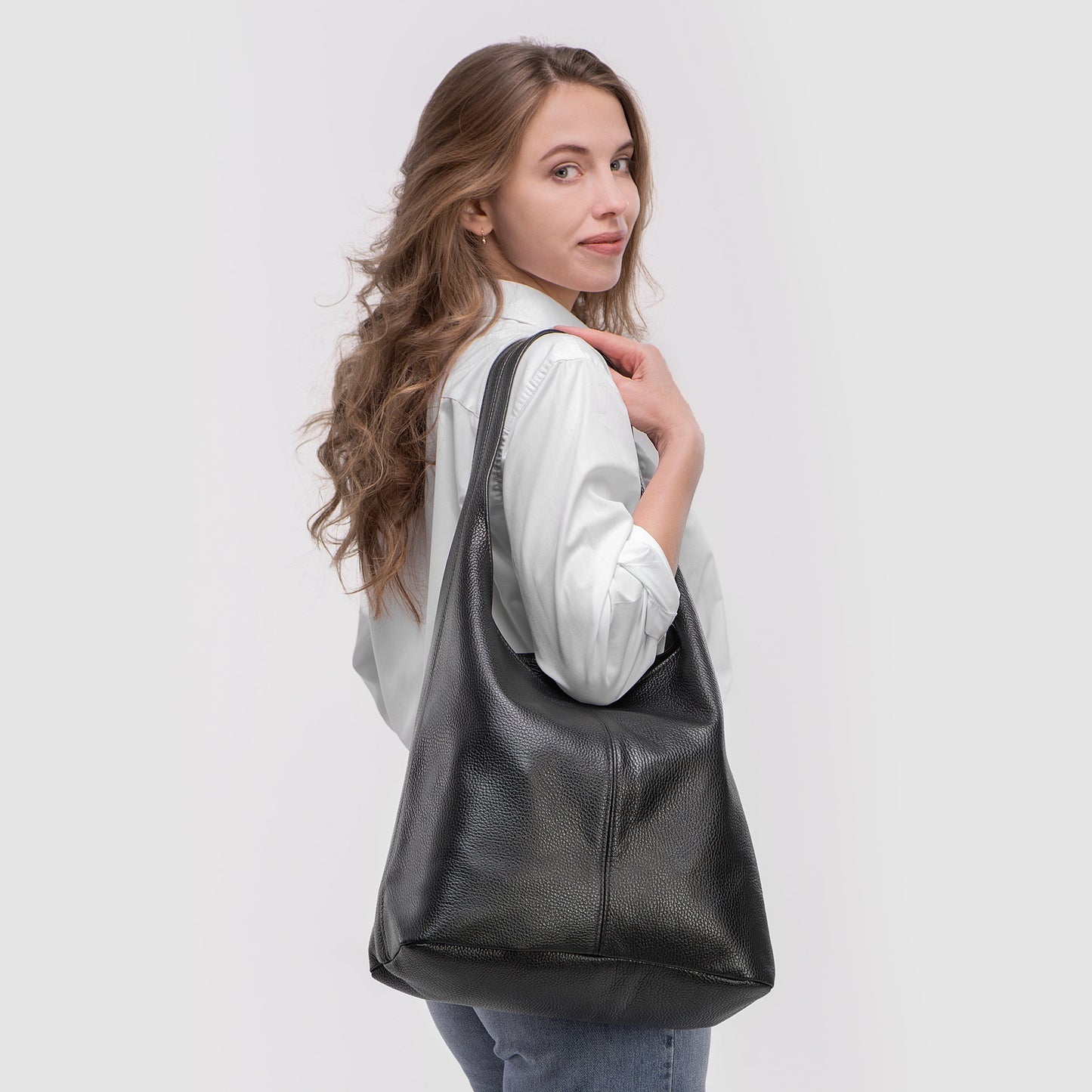 Italian Genuine Calf Leather Hobo Bag 011943