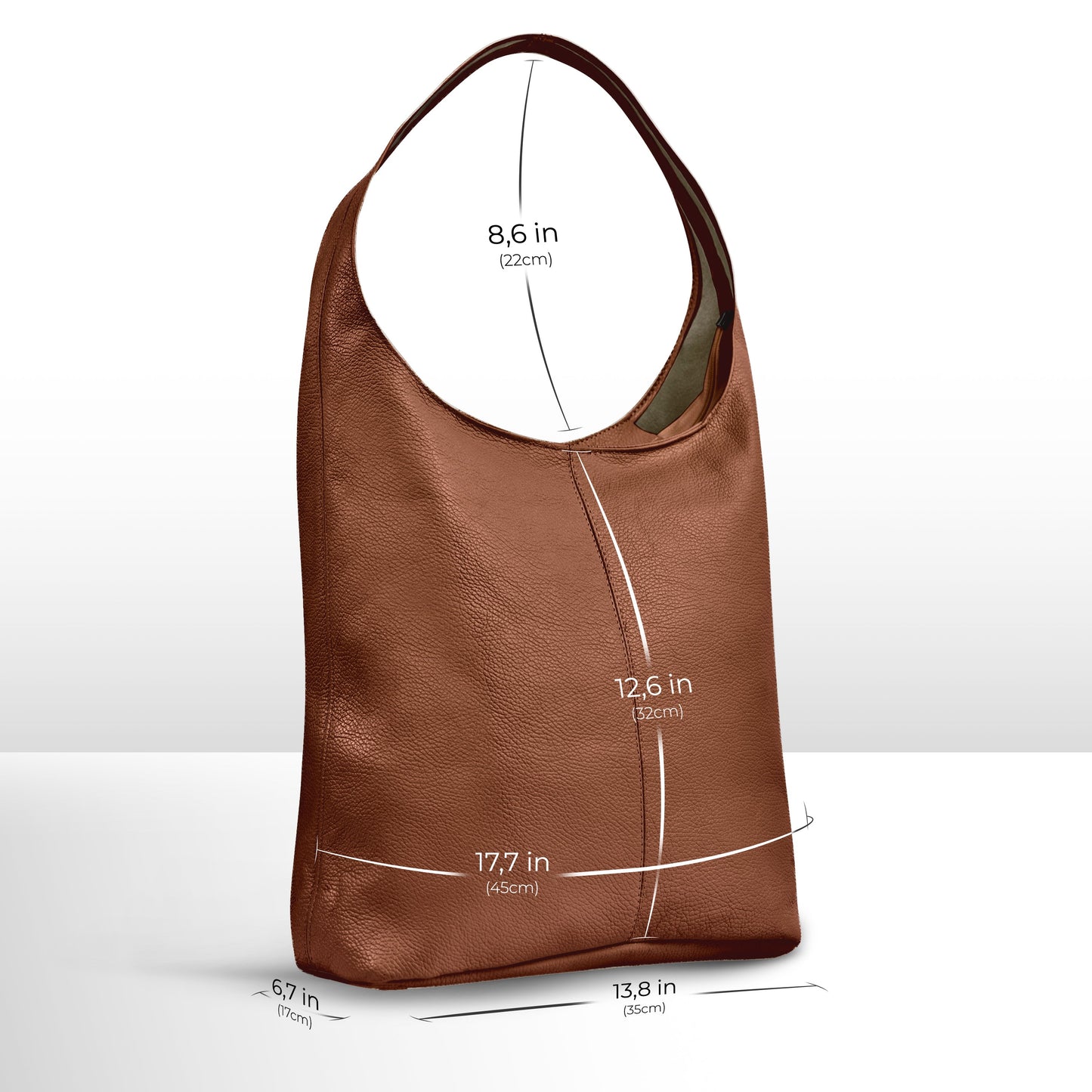 Italian Genuine Calf Leather Hobo Bag 011943
