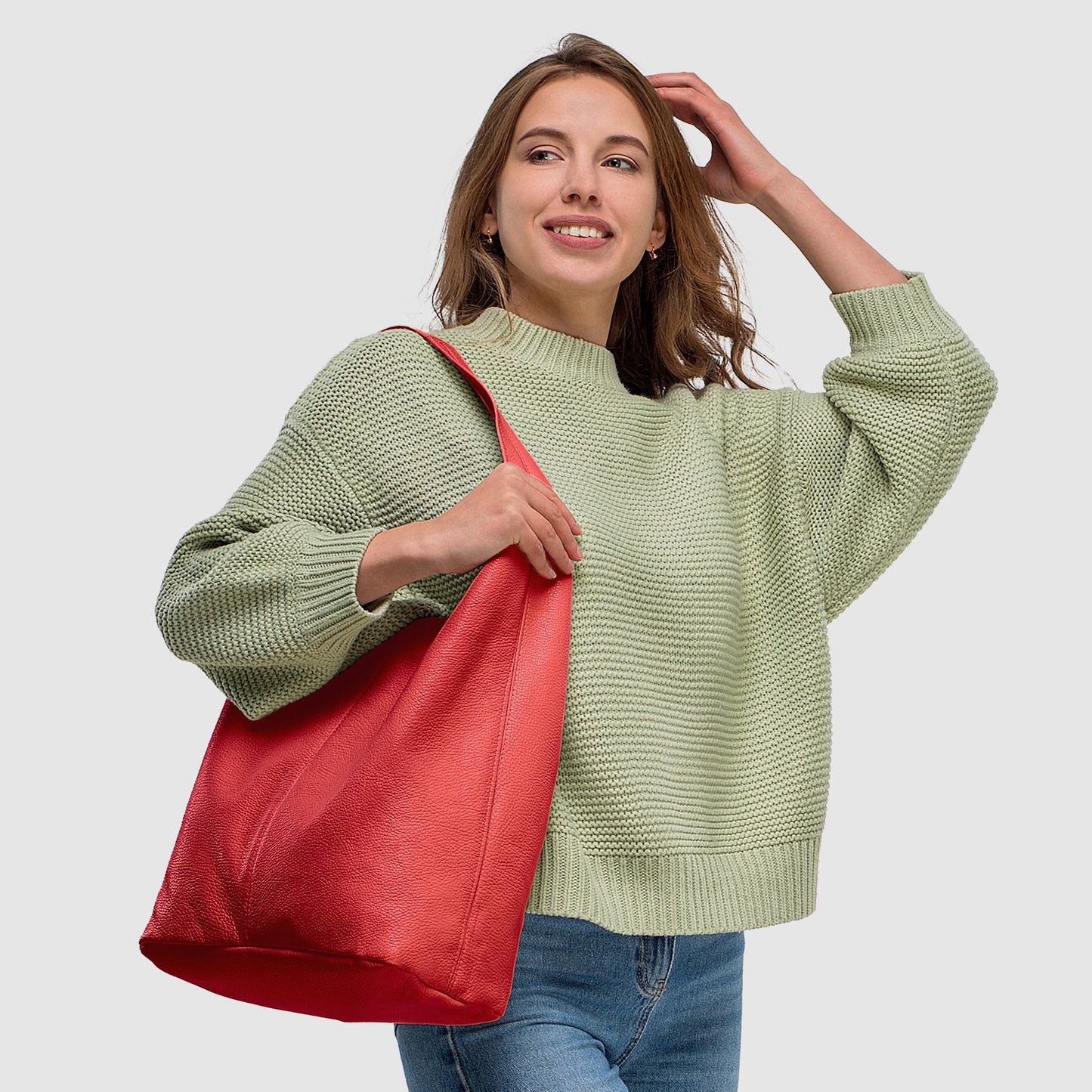 Italian Genuine Calf Leather Hobo Bag 011943