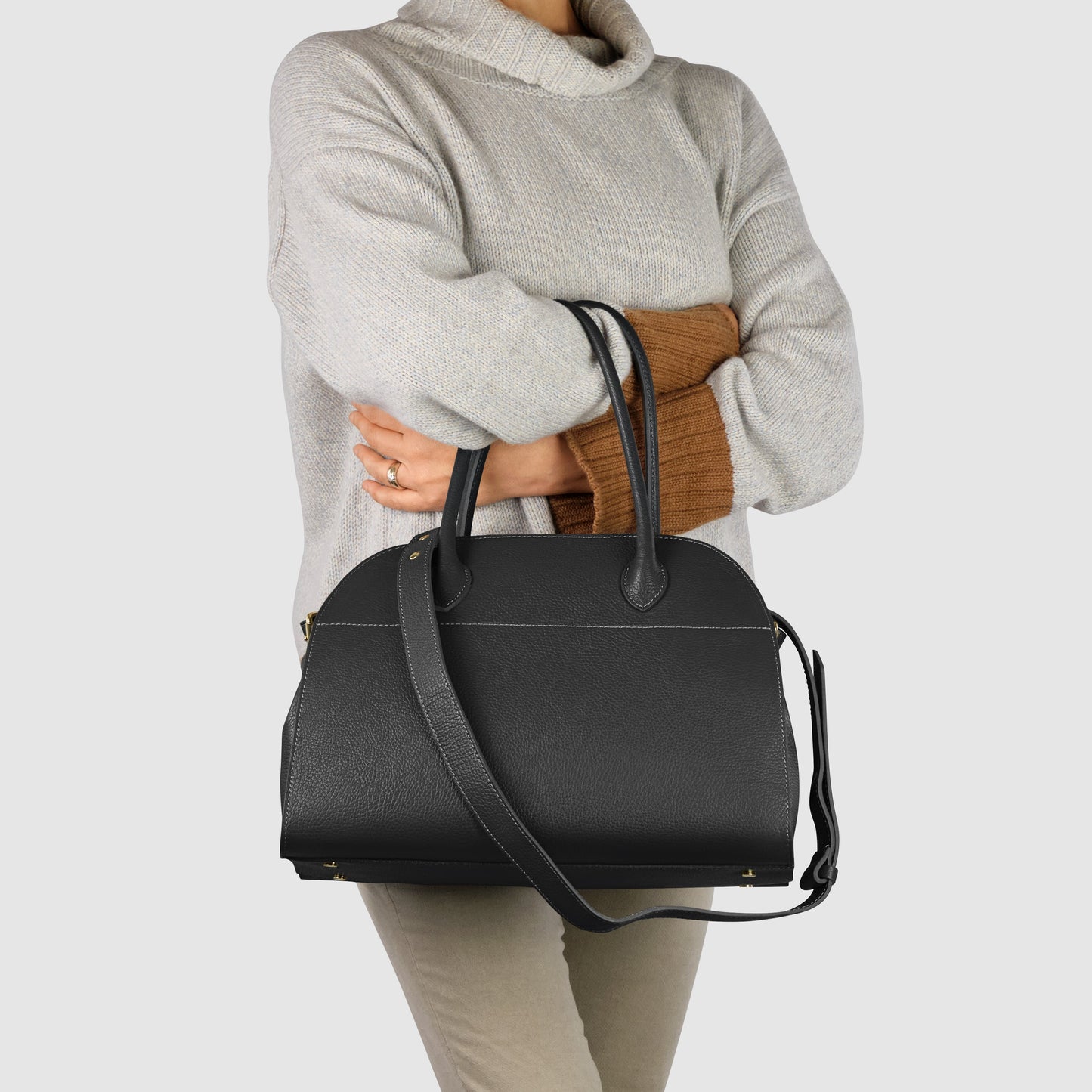 Italian Genuine Calf Leather Top-Handle Bag 413912