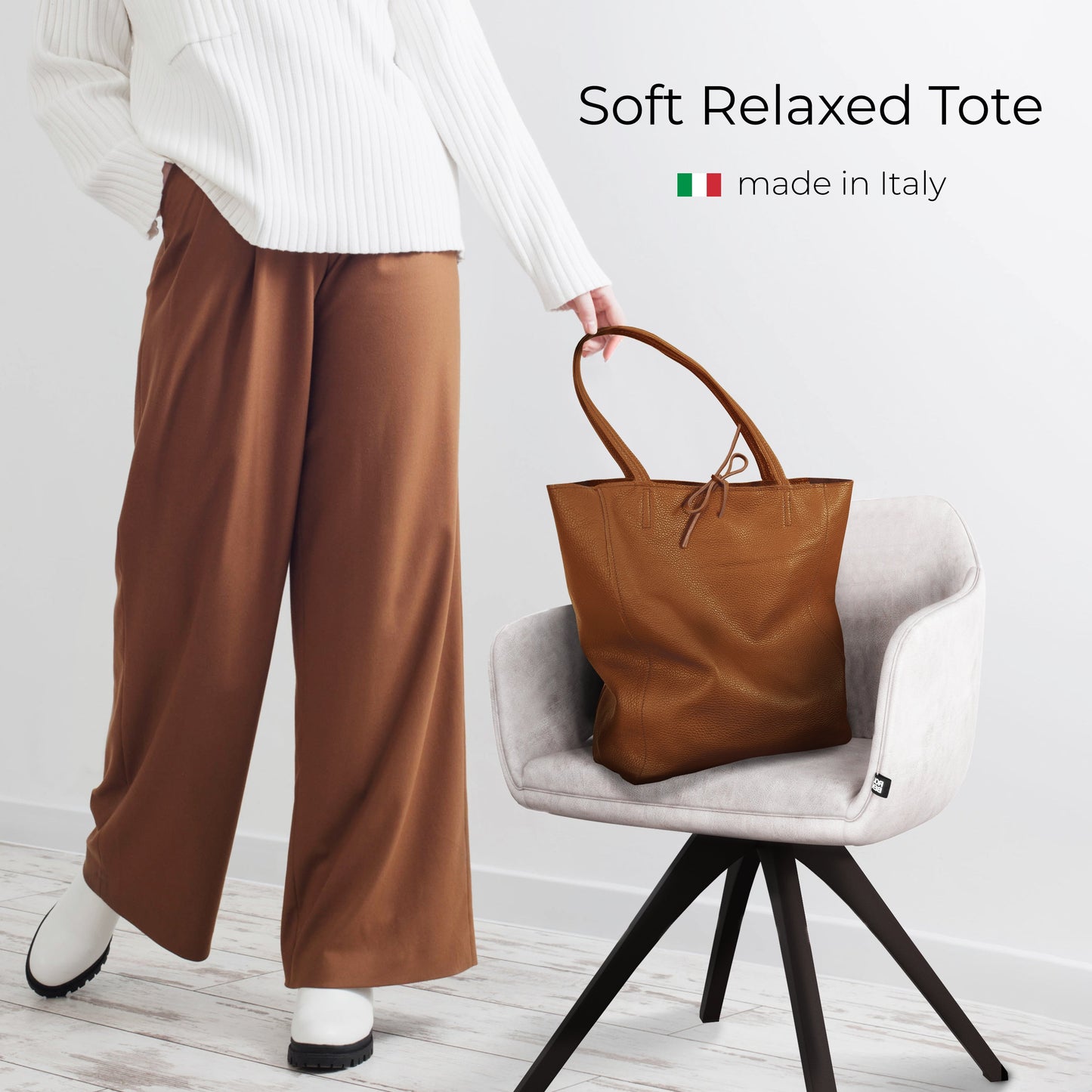 Italian Genuine Calf Leather Tote Bag 201718