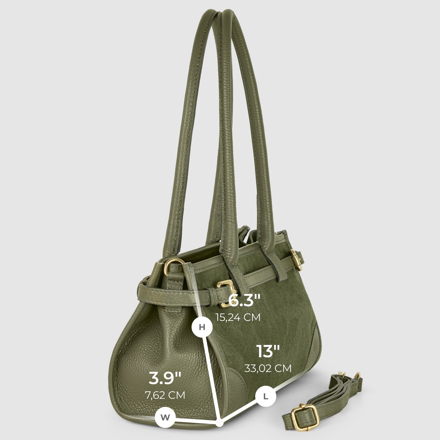 Italian Genuine Suede & Calf Leather Shoulder Bag 282615