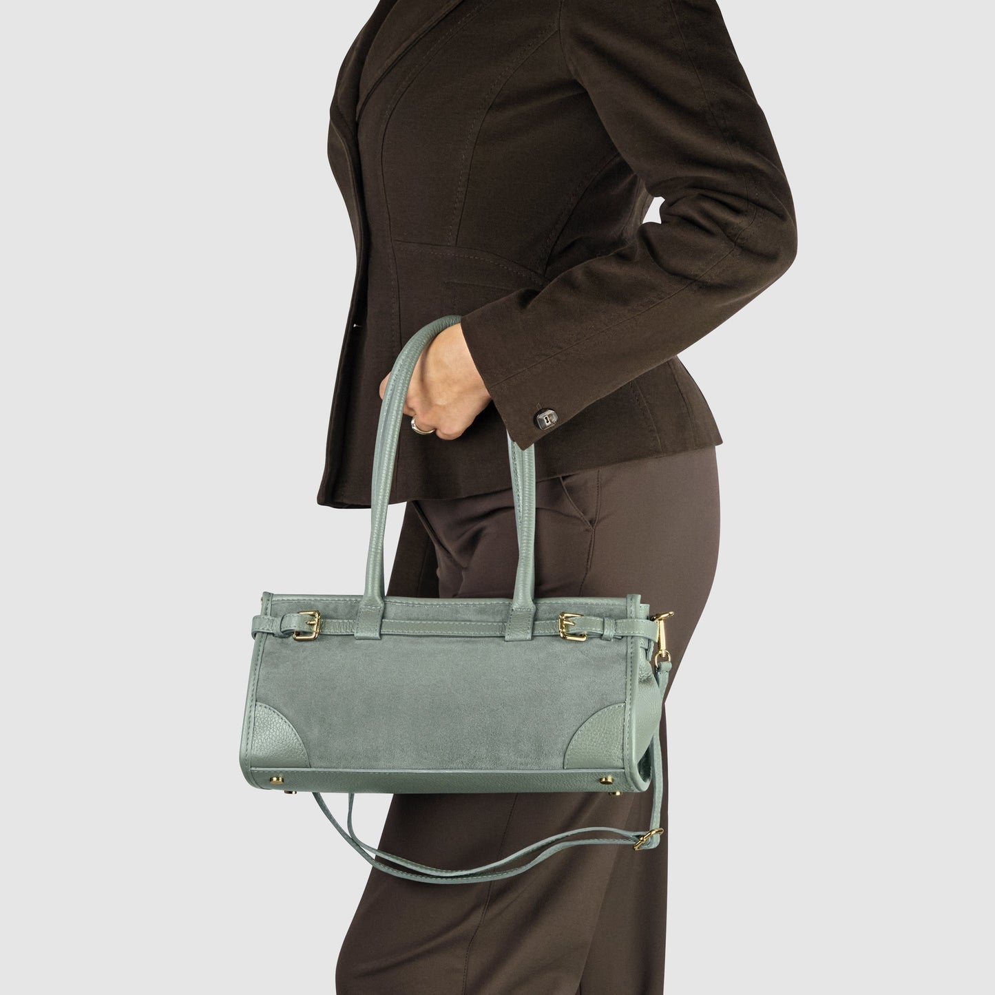 Italian Genuine Suede & Calf Leather Shoulder Bag 282615