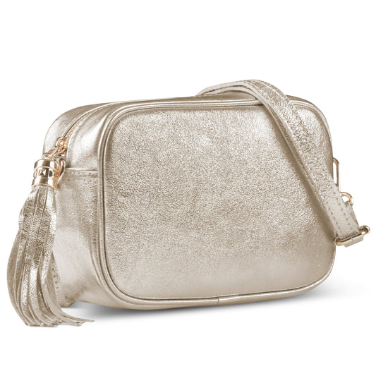Italian Genuine Metallic Suede Crossbody Bag 231302