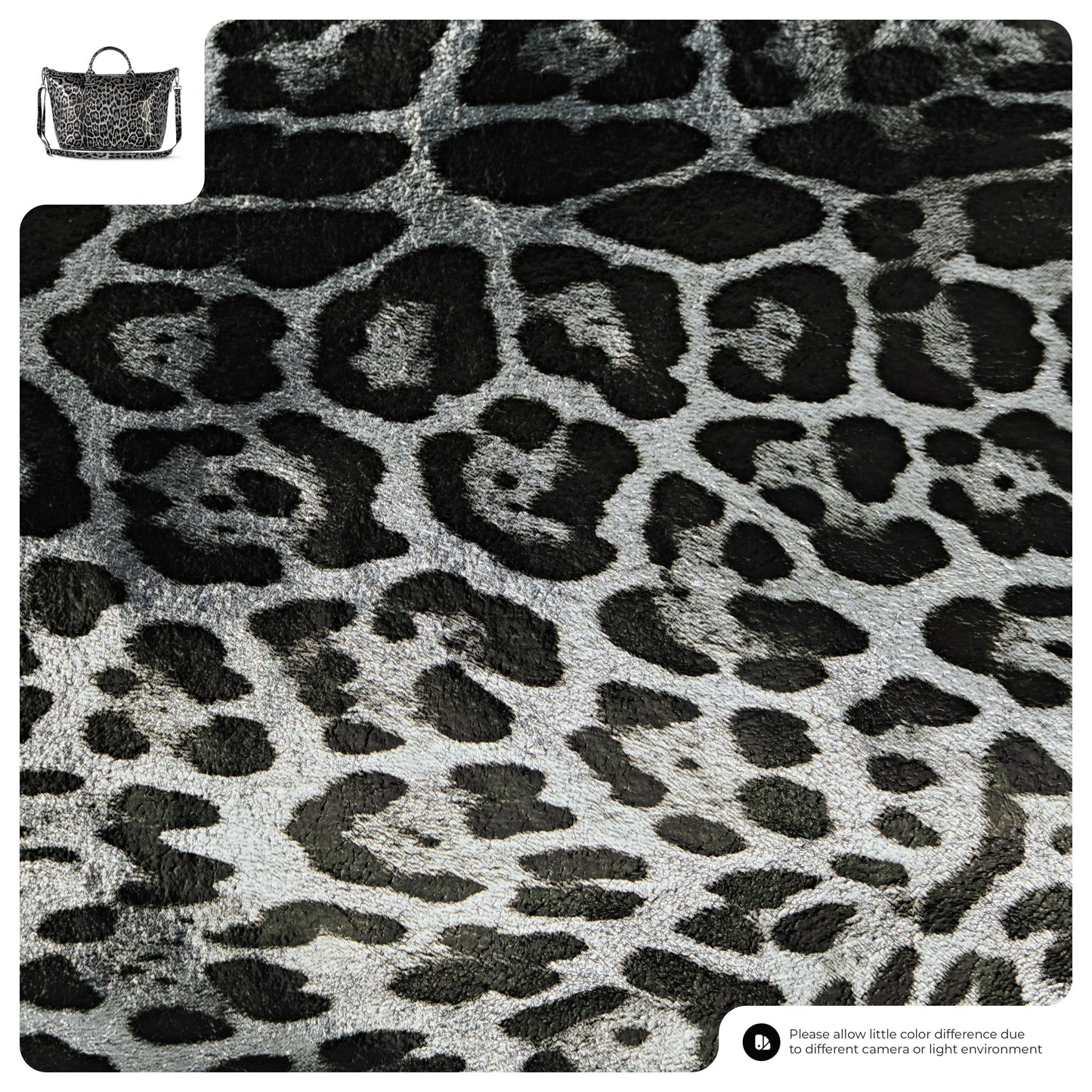 Italian Genuine Leopard-Print Metallic Suede Top-Handle Bag 112334