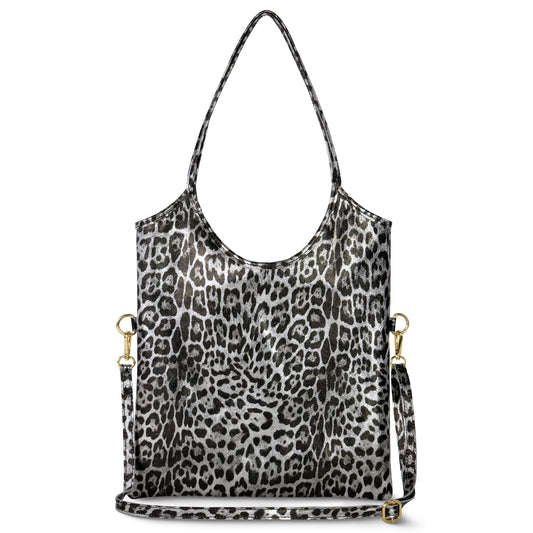 Italian Genuine Leopard-Print Metallic Suede Tote Bag 191722