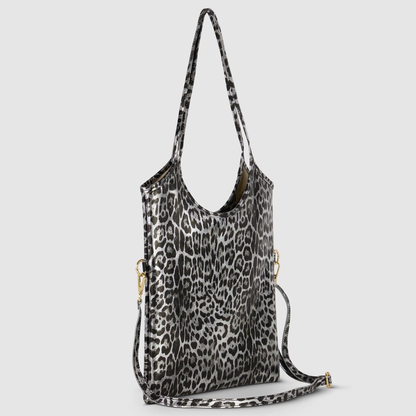 Italian Genuine Leopard-Print Metallic Suede Tote Bag 191722