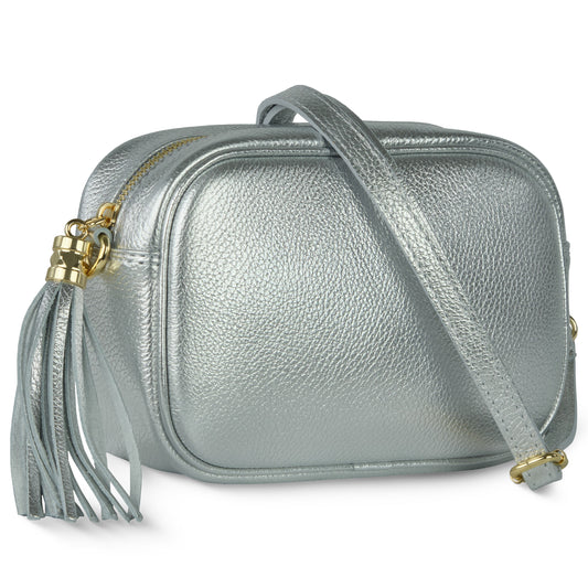 Italian Genuine Metallic Calf Leather Crossbody Bag 231302