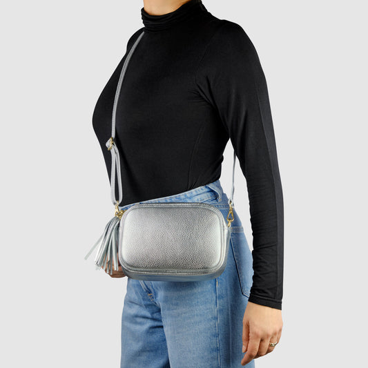 Italian Genuine Metallic Calf Leather Crossbody Bag 231302