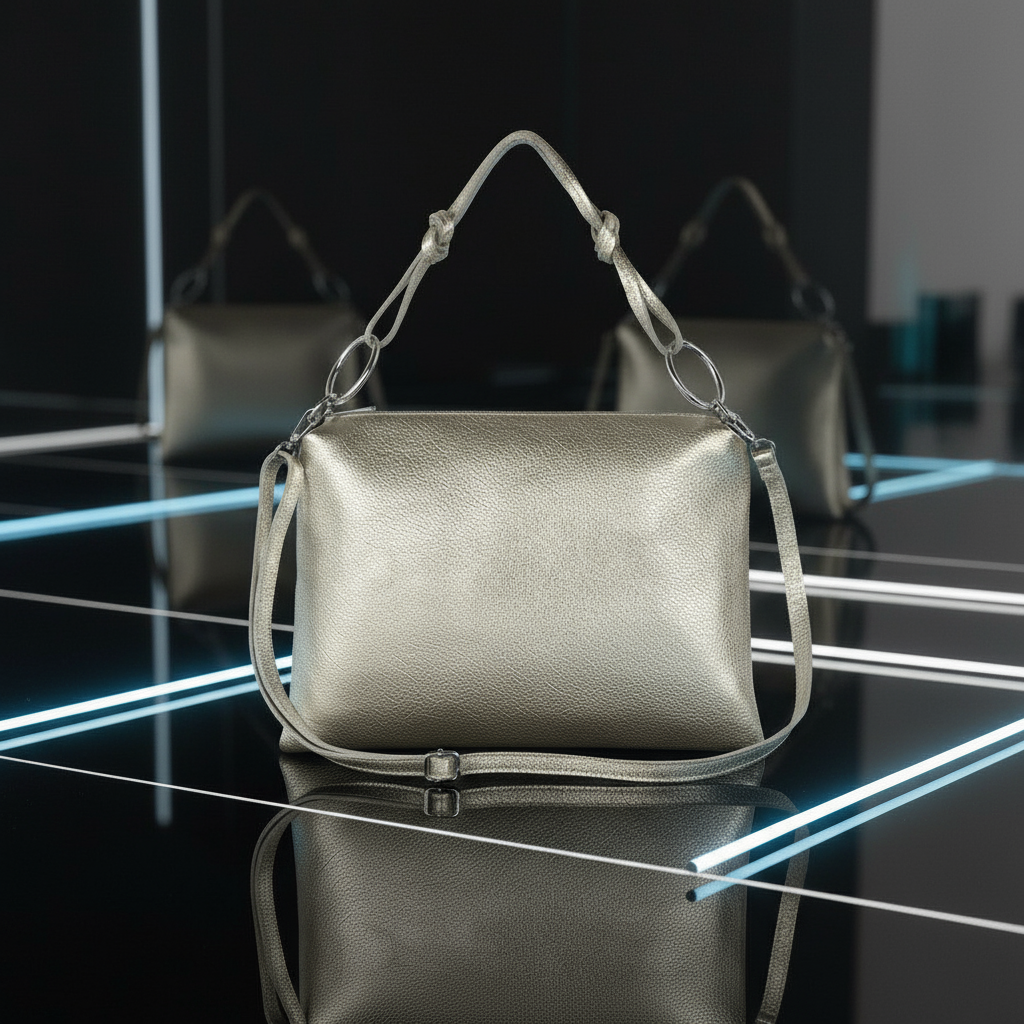 Italian Genuine Metallic Calf Leather Shoulder Bag 171551