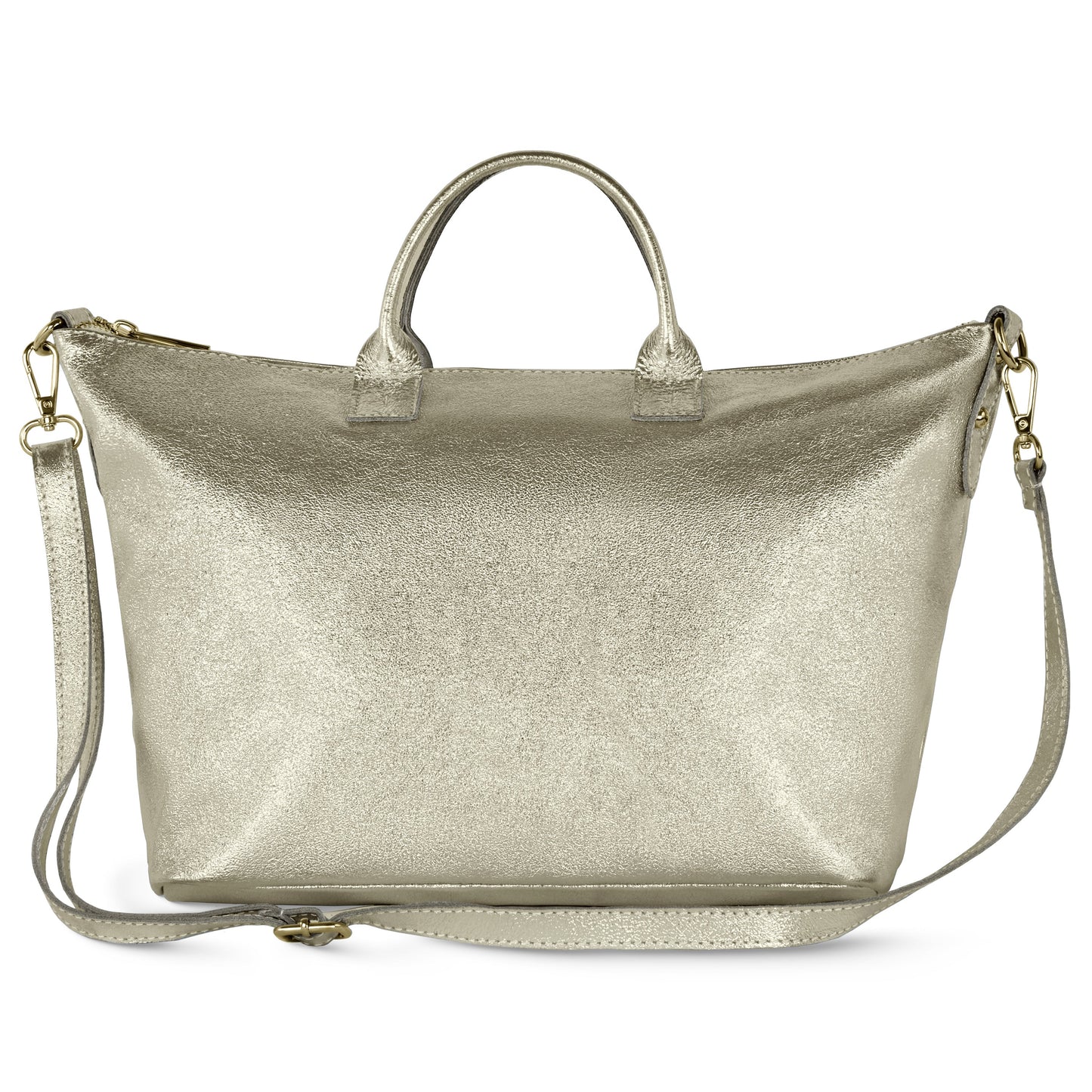 Italian Genuine Metallic Suede Top-Handle Bag 112334