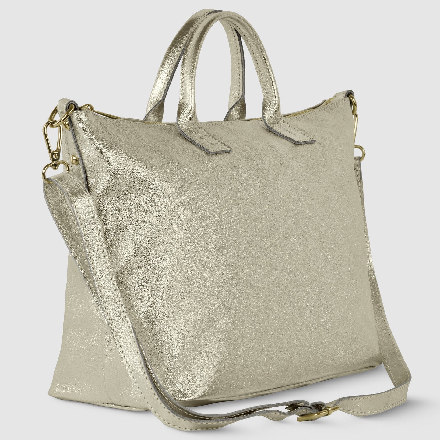 Italian Genuine Metallic Suede Top-Handle Bag 112334