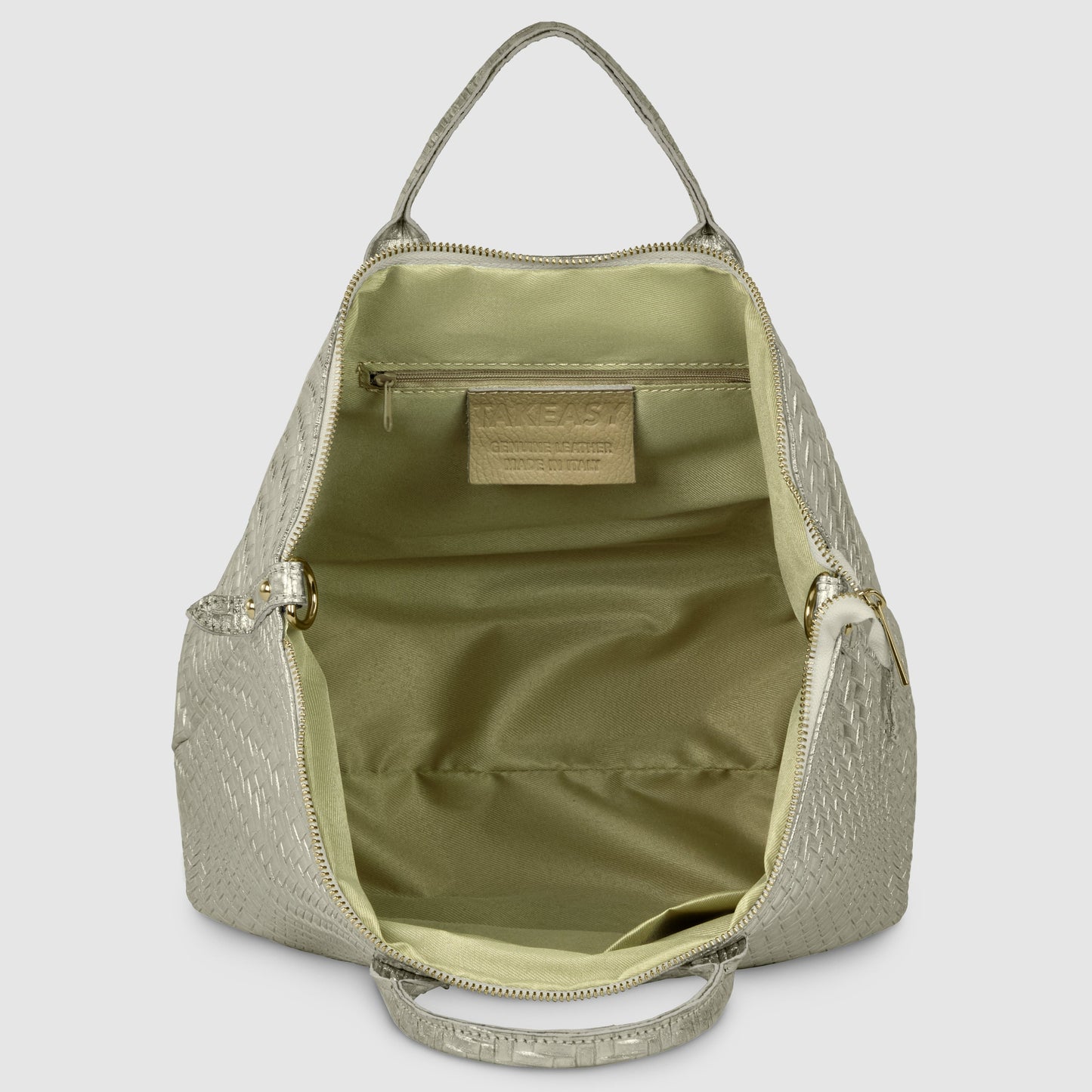 Italian Genuine Grid Metallic Suede Top-Handle Bag 112615