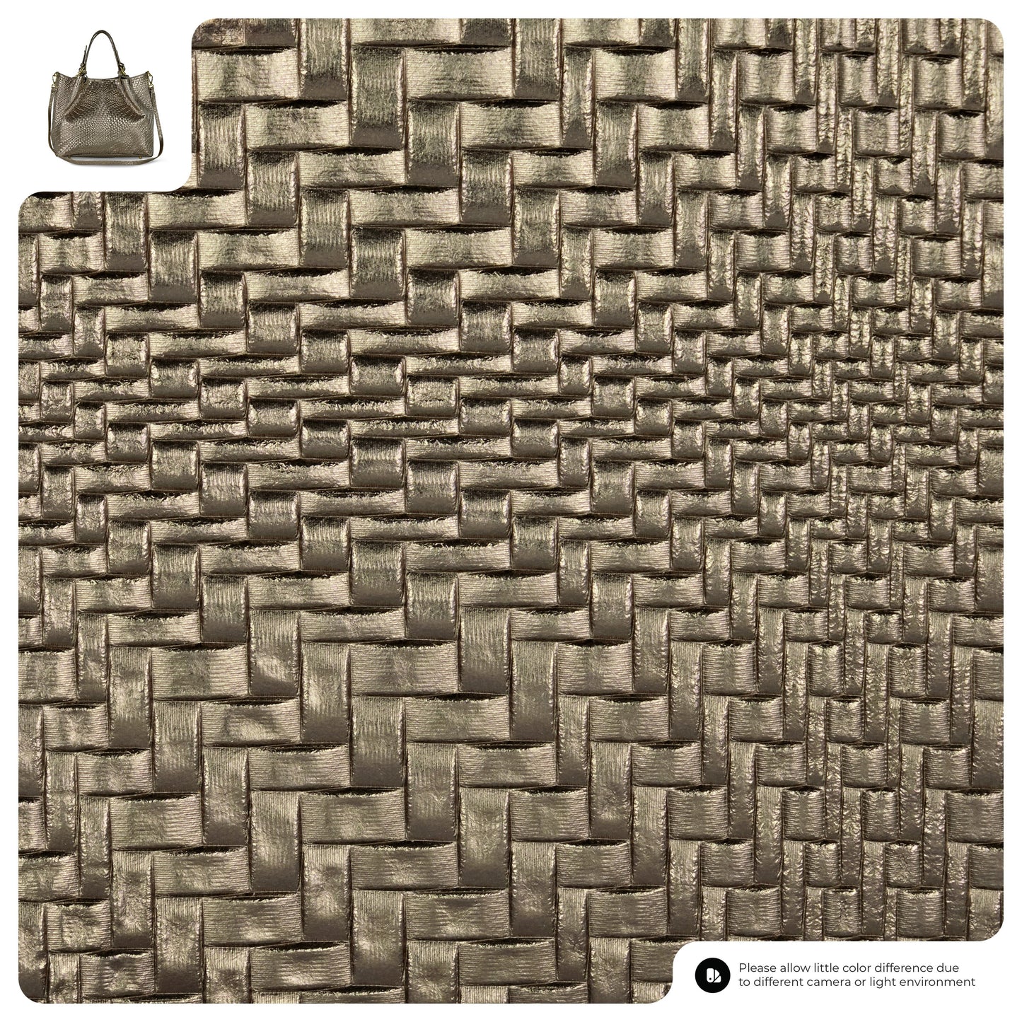 Italian Genuine Grid Metallic Suede Top-Handle Bag 112615