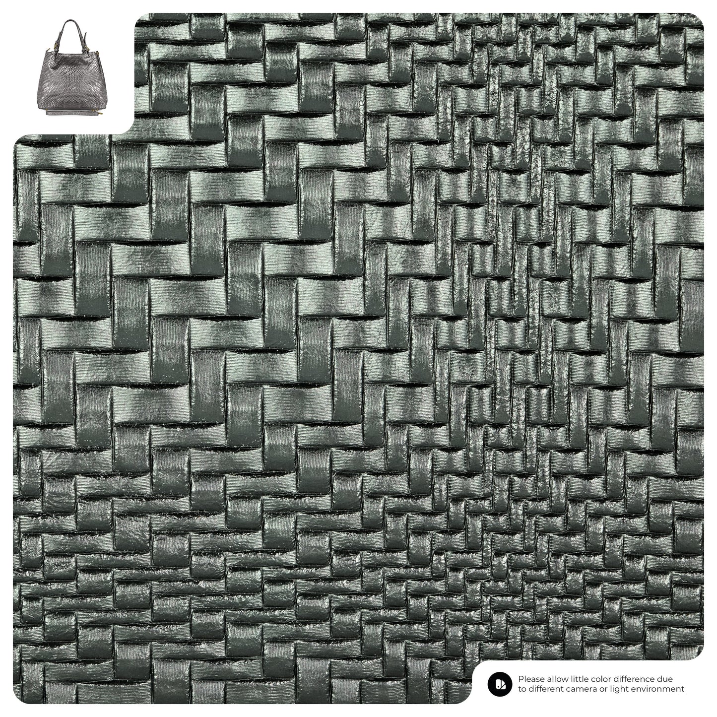 Italian Genuine Grid Metallic Suede Top-Handle Bag 112615