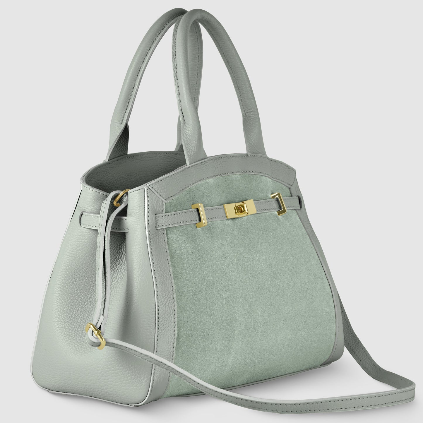 Italian Genuine Suede & Calf Leather Top-Handle Bag 333155