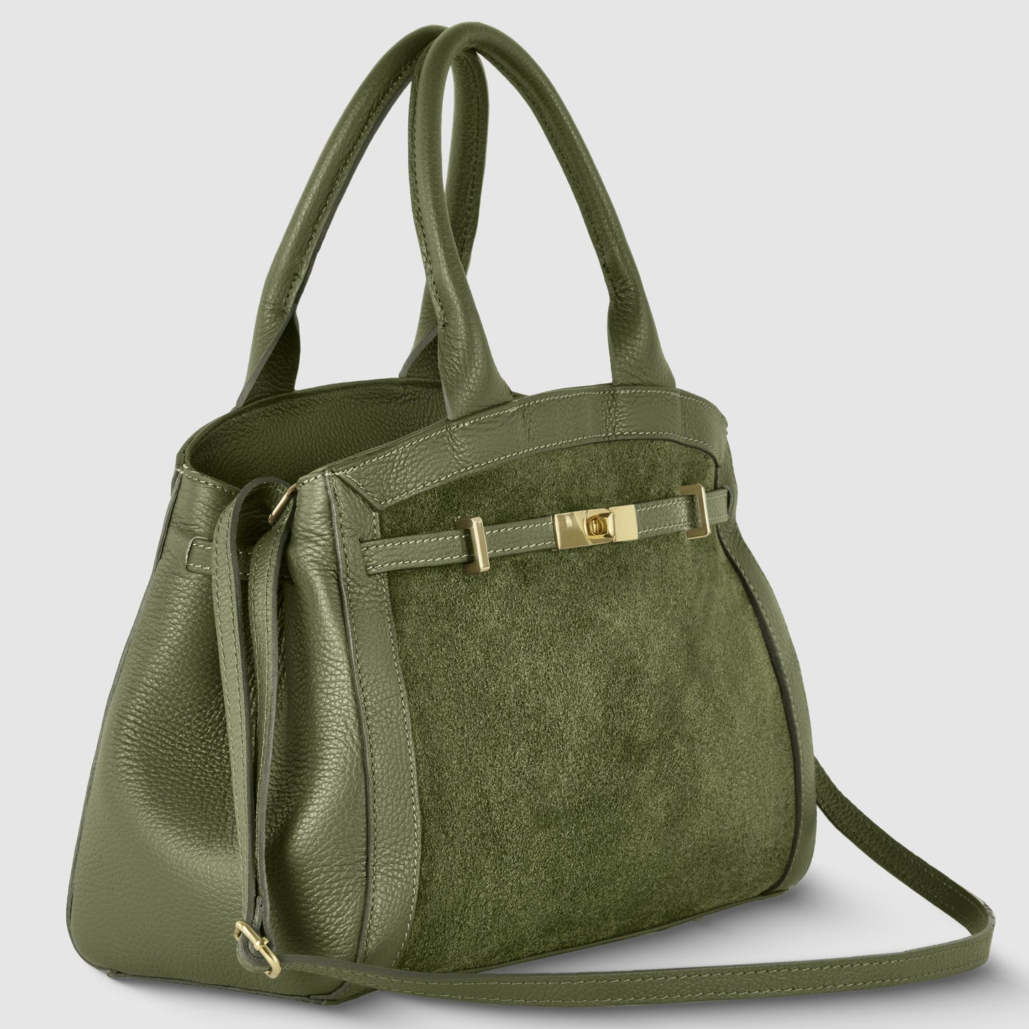 Italian Genuine Suede & Calf Leather Top-Handle Bag 333155