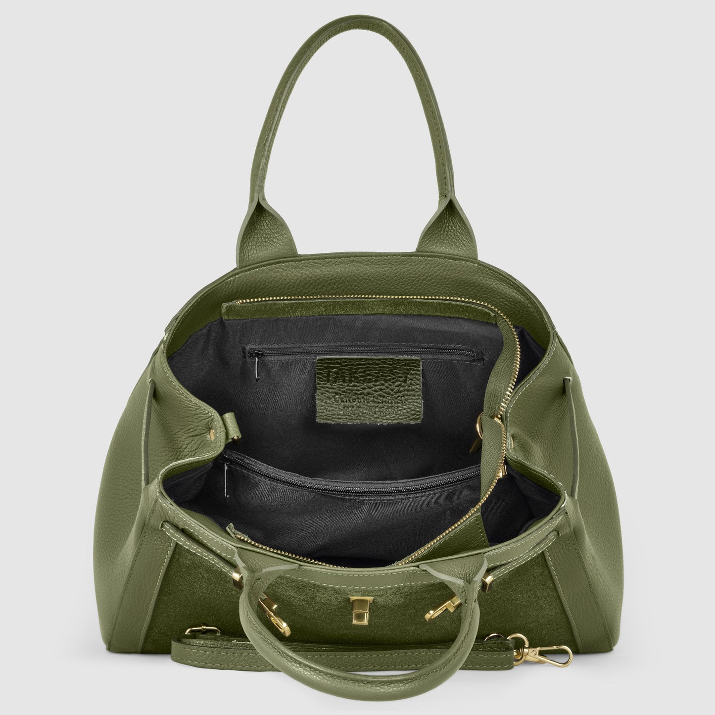 Italian Genuine Suede & Calf Leather Top-Handle Bag 333155
