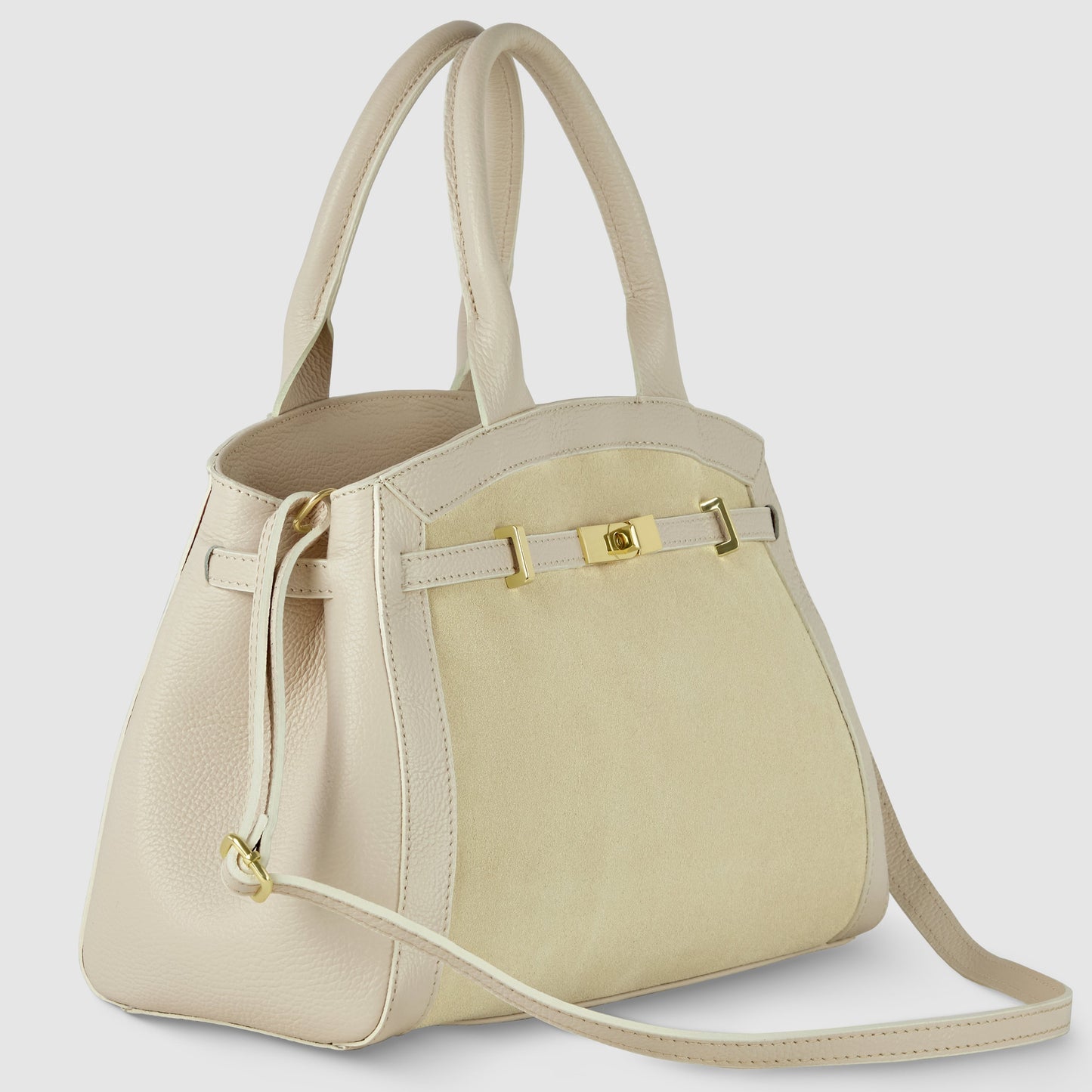 Italian Genuine Suede & Calf Leather Top-Handle Bag 333155