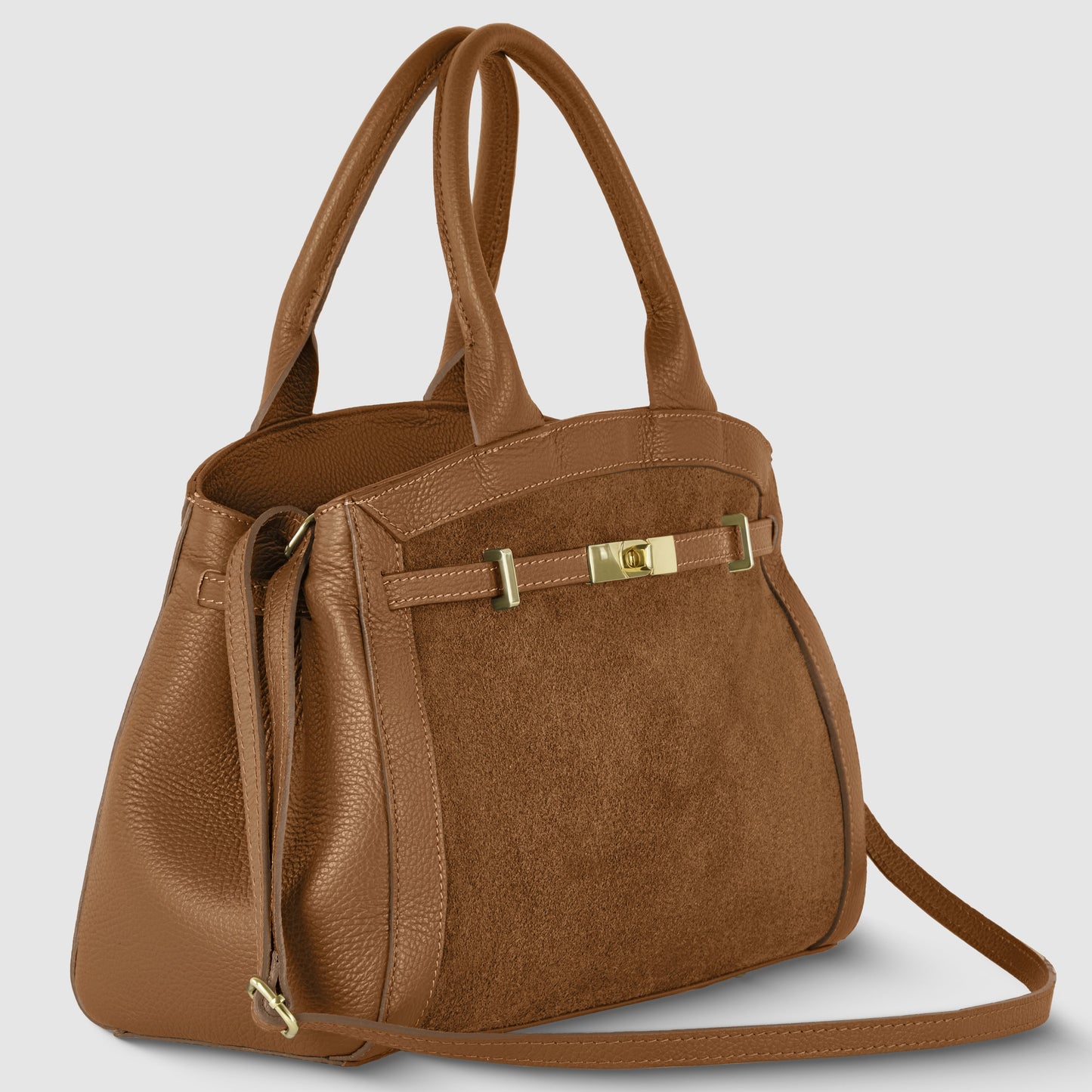 Italian Genuine Suede & Calf Leather Top-Handle Bag 333155