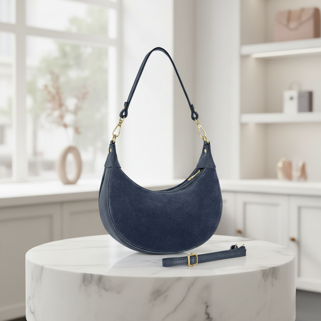 Italian Genuine Suede & Calf Leather Shoulder Bag 222024