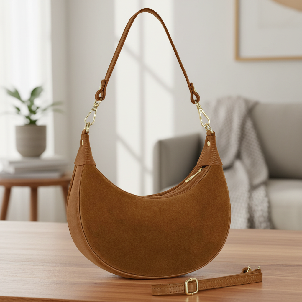 Italian Genuine Suede & Calf Leather Shoulder Bag 222024