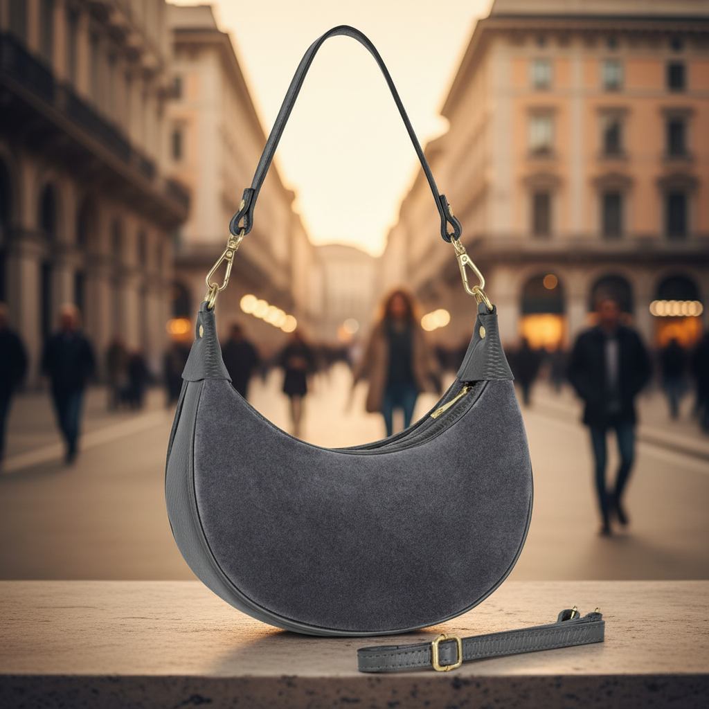 Italian Genuine Suede & Calf Leather Shoulder Bag 222024