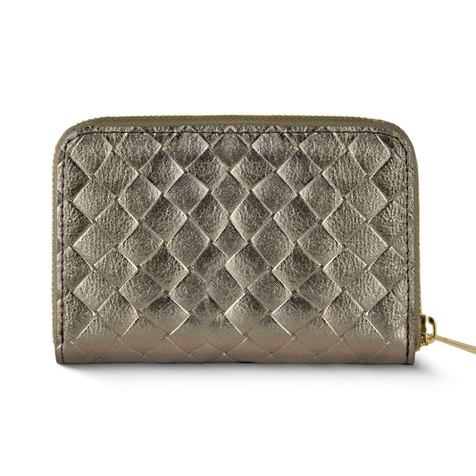 Italian Genuine Weave Metallic Suede Wallet 650988
