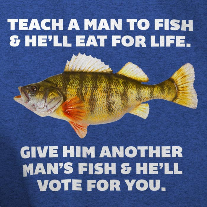Teach A Man To Fish Heather Blue T-shirt