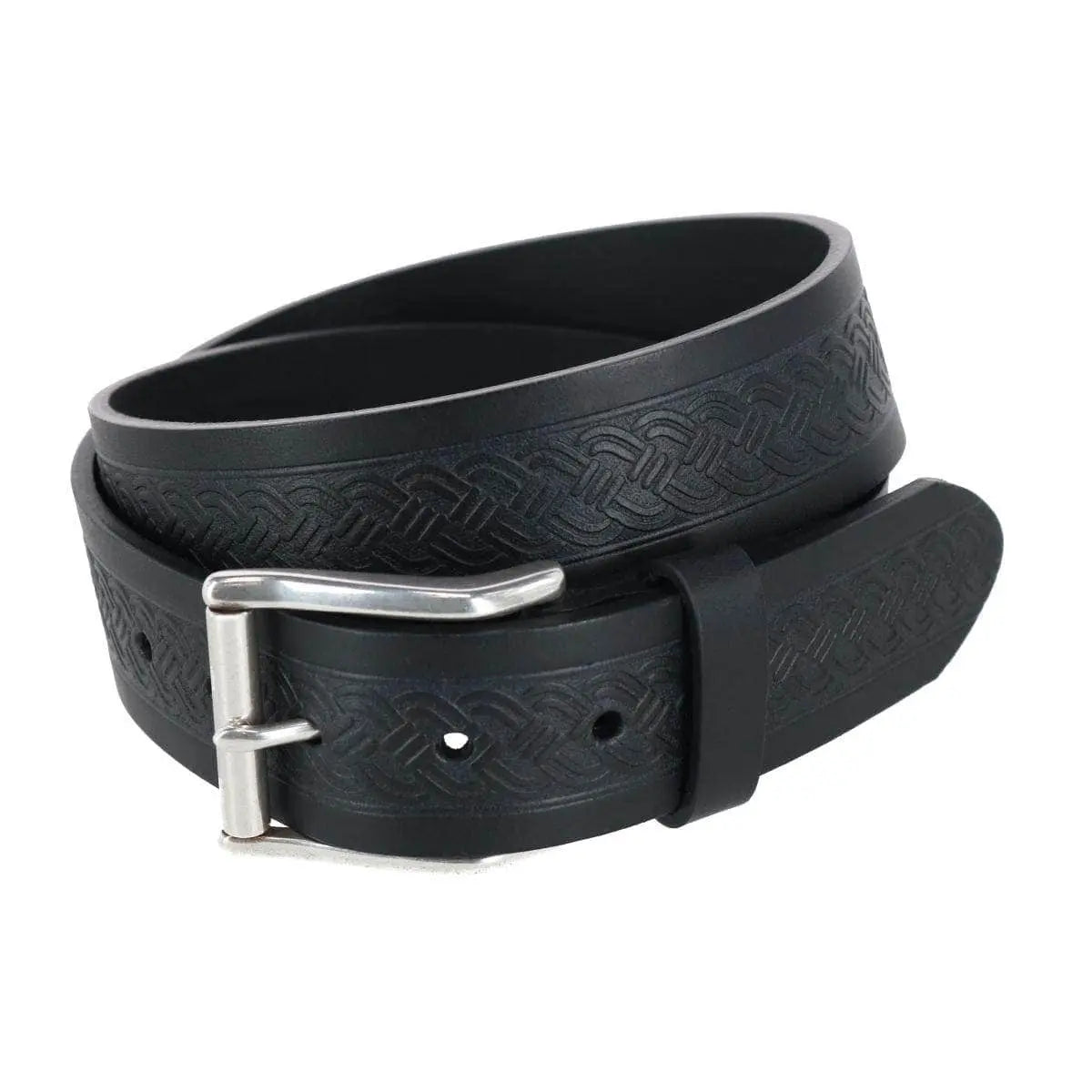 Grady 40mm Celtic Scroll Embossed Leather Jean Belt Trafalgar Store