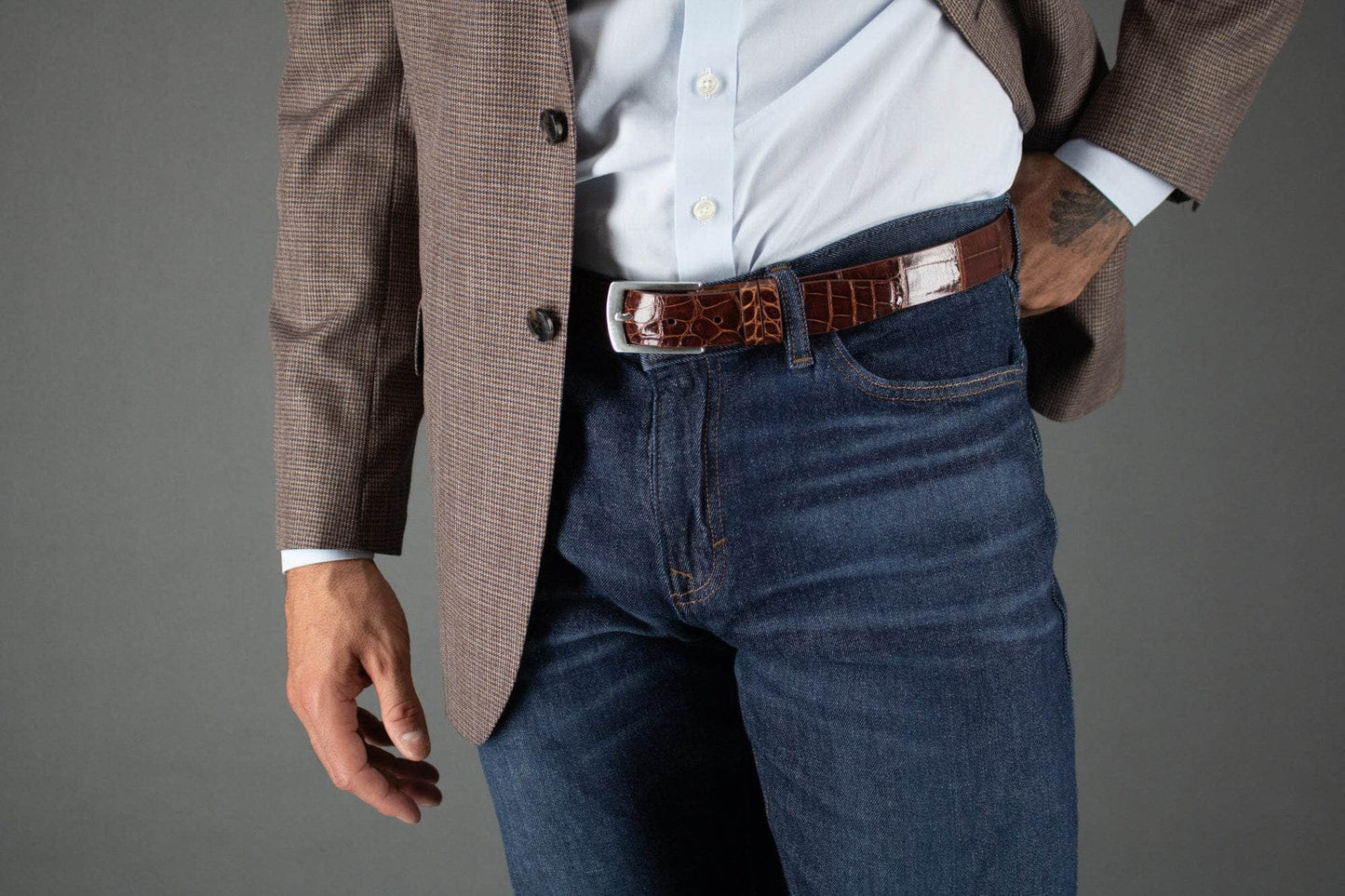 Genuine Alligator Belt (Two Buckle Set)