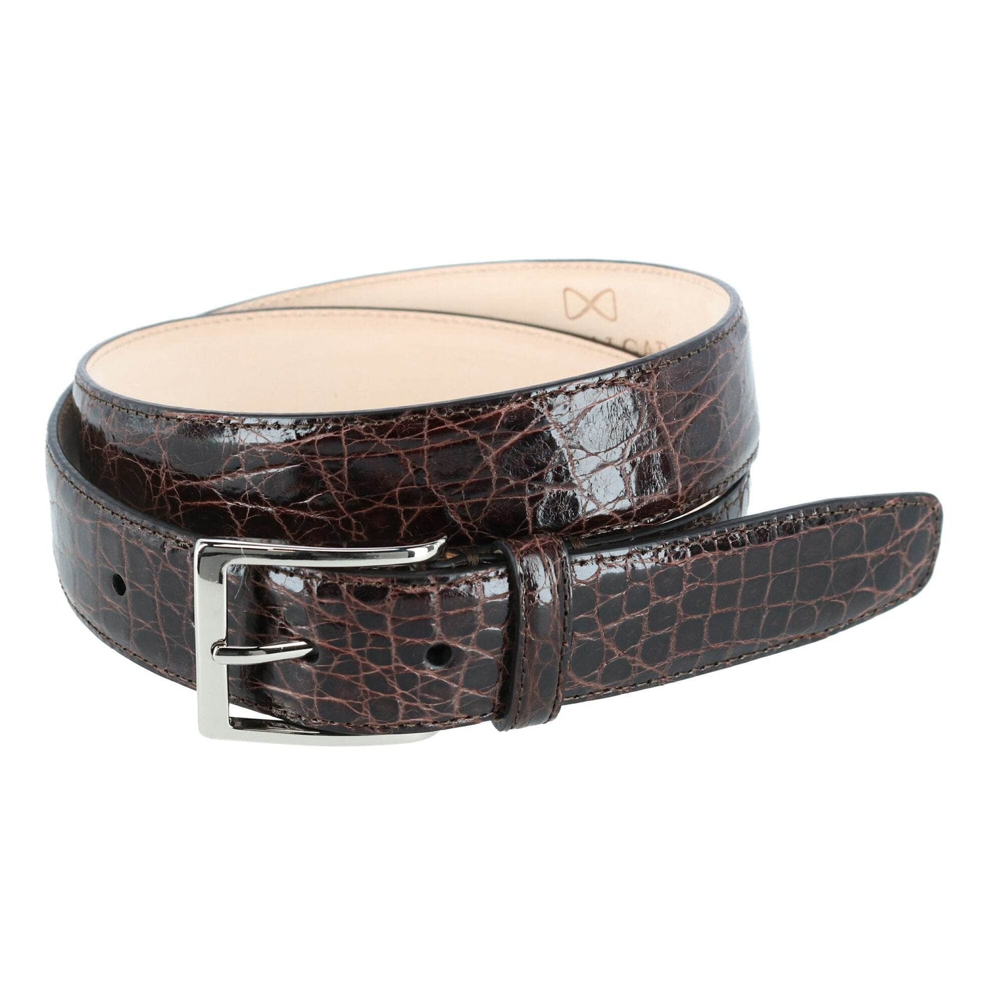 Genuine Caiman Crocodile 35mm Leather Dress Belt
