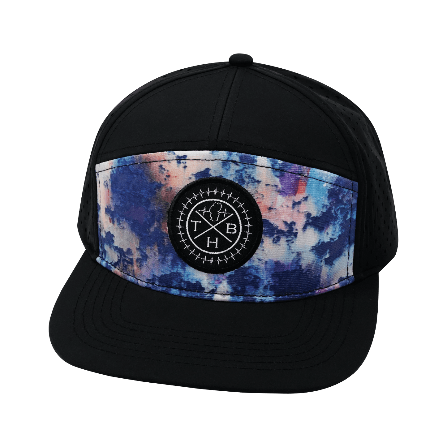 THB Hat - Flat Bill - Paint Splatter - Black - Laser Mesh