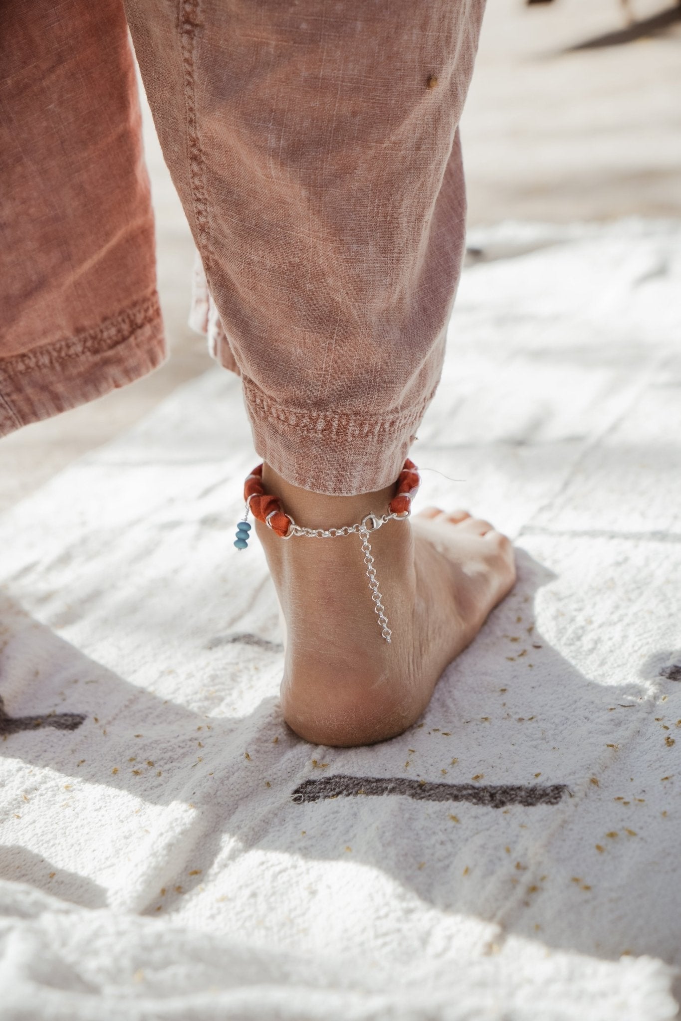 The Fray Baby Anklets with Turquoise + Pearl Beads (MADE TO ORDER)